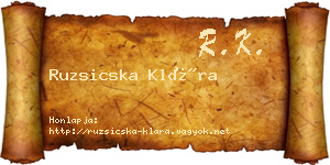 Ruzsicska Klára névjegykártya